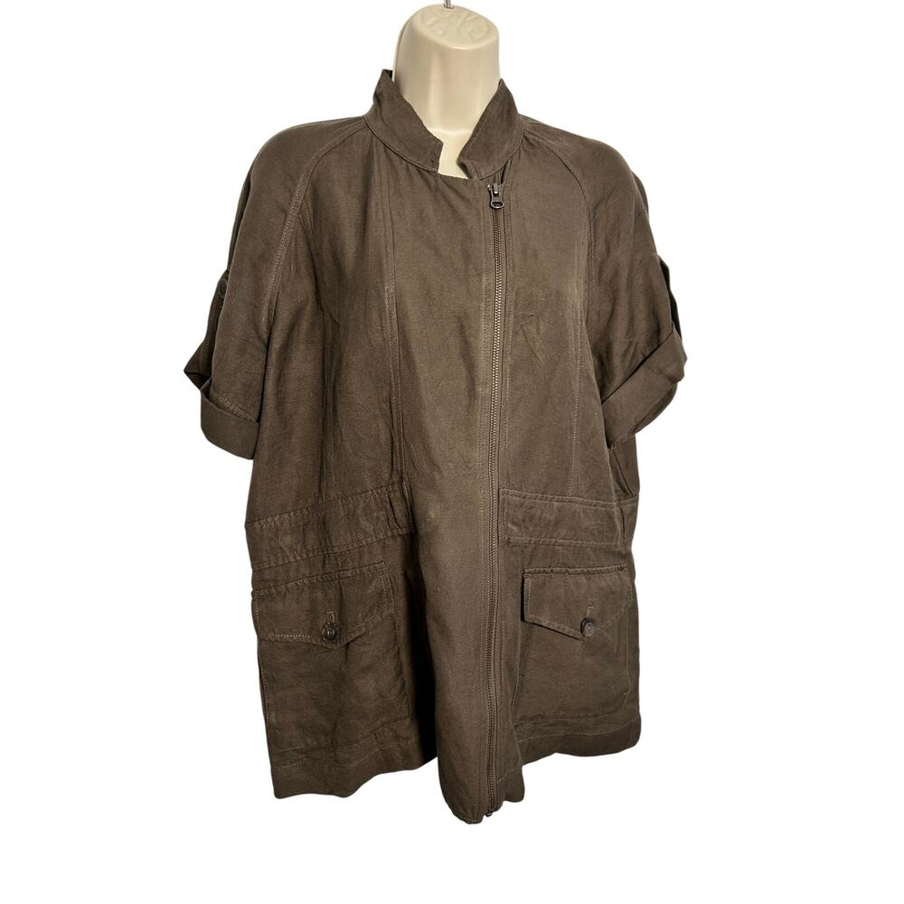 J Jill Linen Blend Safari Jacket with Drawstring (S)